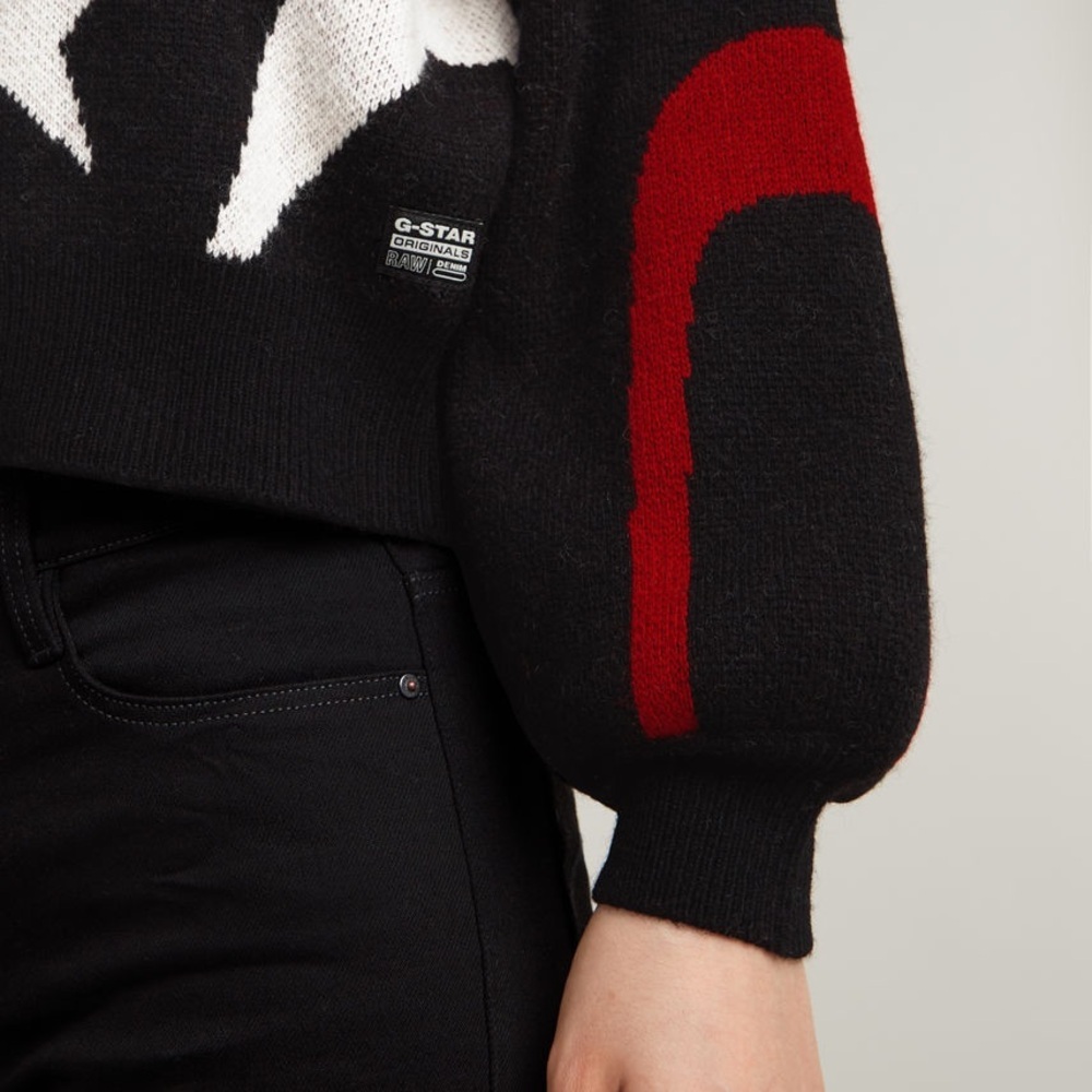 G-Star Holiday Loose Knitted Cardigan Sz M Wool Blend Star Graphic Sweater - Picture 13 of 13